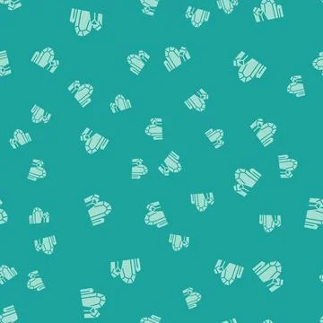 Green Gem stone icon isolated seamless pattern on green background. Jewelry Stock Illustration