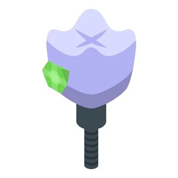 Green gem tooth icon isometric vector. Dental care Stock Illustration