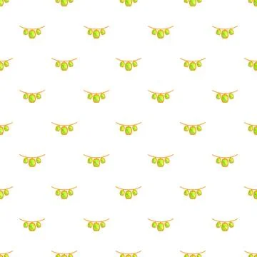 Green gemstone necklace seamless pattern jewelry background Stock Illustration