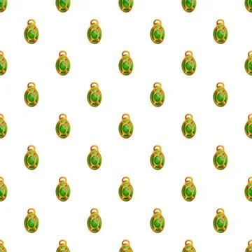 Green gemstone pendants creating repeating seamless pattern background Stock Illustration
