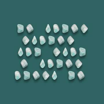 Green Gemstones Pattern on green background, Stones photography composition. Stock Illustration