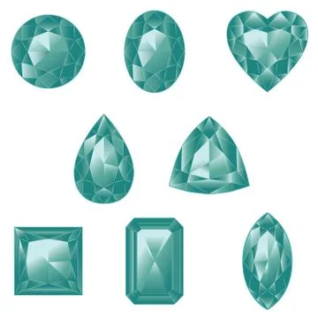 Green gemstones set Illustrazione stock