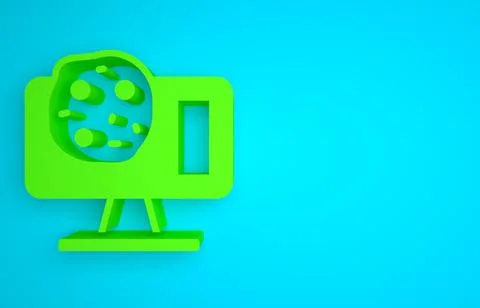 Green Genetic engineering modification on laptop icon isolated on blue イラスト素材