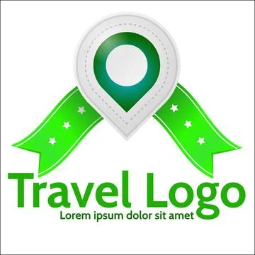 Green geolocation marker vector emblem for travel Gray geolocation marker ... Stock Photos