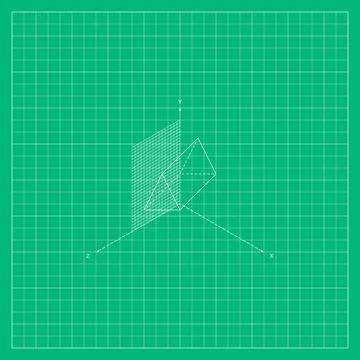 Green geometric background featuring a white wireframe triangular three-dim.. 스톡 일러스트