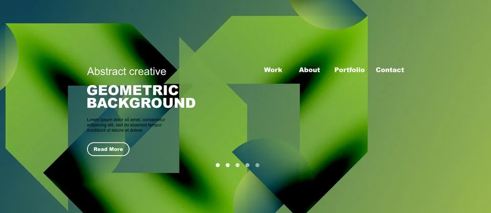 Green geometric gradient collage web page template, wide vector banner Stock Illustration