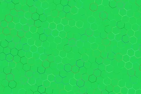 Green geometric hexagon pattern with lines and shapes Stock Illustration