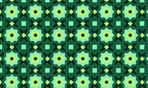 Green Geometric Islamic Pattern with Squares and Diamond Motifs Stockillustratie