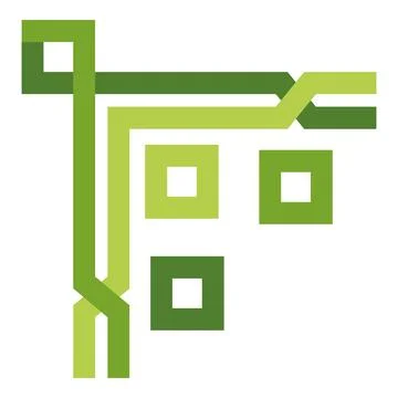 Green geometric lines creating abstract corner design Stock Illustration
