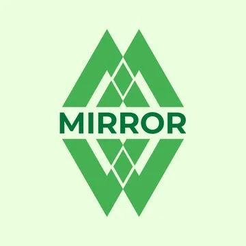 Green geometric mirror logo with symmetrical diamond and triangle shapes イラスト素材