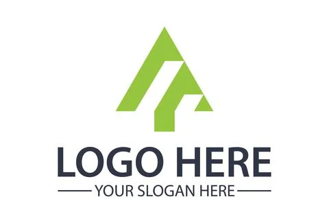 Green Geometric Modern Simple Triangle Logo Design	 Stock Illustration