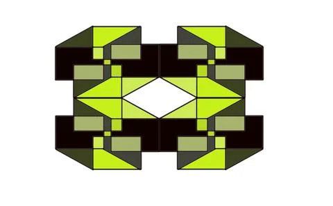 Green geometric pattern with central white diamond space Stock Illustration