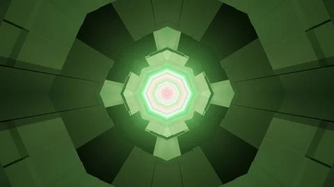 Green geometric pattern with light effects 3d illustration Stock Illustration