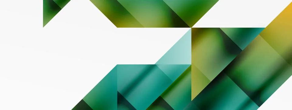 Green geometric pattern with rectangles and triangles on a white background Stock Illustration