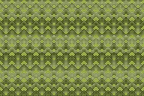 Green geometric pattern, symmetrical repeating elements overlapping each other Stock Illustration