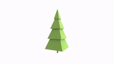 Green geometric pine tree isolated on white background 3d rendering Stock-Footage 308452471