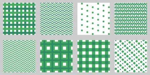 Green geometric seamless pattern backgrounds set Stock Illustration