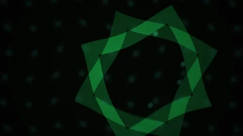 Green Geometric Shape Rotating in Abstract Motion on Dark Background Stock Footage 343712642