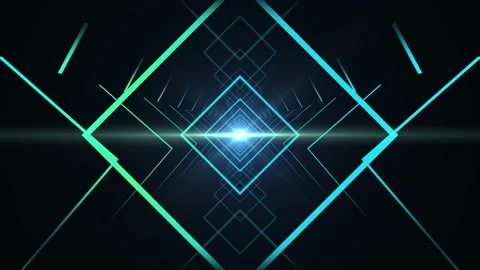 Green Geometric Shapes With Light Beam Loop Stock Footage 236944758