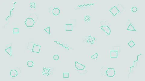 Green geometric shapes pattern in retro, memphis 80s - 90s style. Vintage Stock Illustration