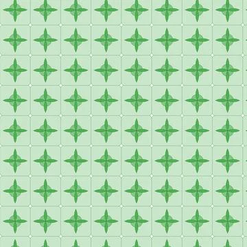 Green geometric star pattern on light green background Stock Illustration
