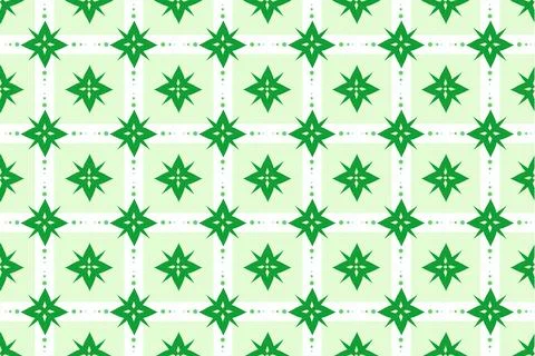 Green Geometric Star Pattern with Repeating Eight-Pointed Motifs and Dotted.. 库存插图