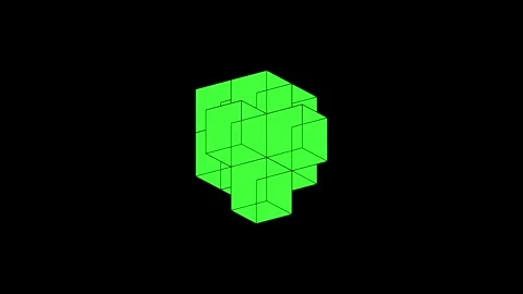 Green geometric voxel structure rotating on black background for digital 3d.. Stock-Footage 342583170