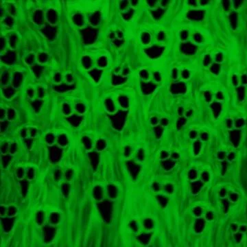 Green Ghost Faces Texture – Haunted Underworld Spirit Pattern 스톡 일러스트