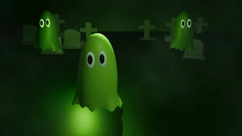 Green ghost floating in graveyard Stock Footage 288836246