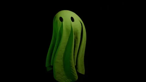 Green ghost floating in space three dimension Stock Footage 280498038