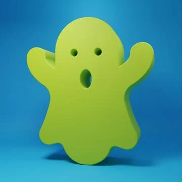 Green Ghost icon isolated on blue background. Happy Halloween party. Minima.. Stock Illustration