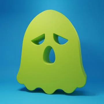 Green Ghost icon isolated on blue background. Happy Halloween party. Minima.. Stock Illustration