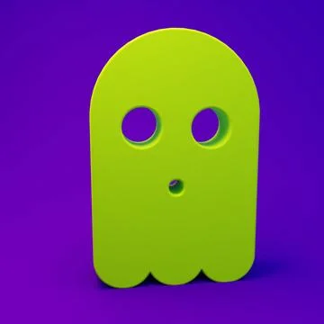 Green Ghost icon isolated on purple-blue background. Happy Halloween party... Stock Illustration