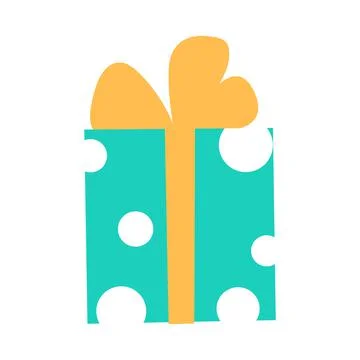 Green gift box with bow flat isolated icon. Stock Illustration