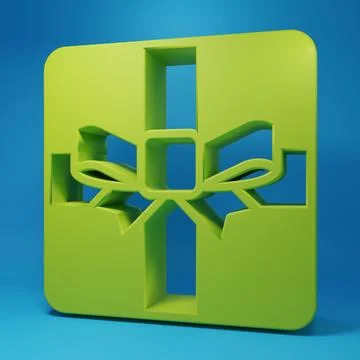 Green Gift box icon isolated on blue background. Valentines day. Minimalism.. Stock Illustration