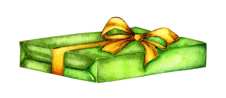 Green gift box 스톡 일러스트