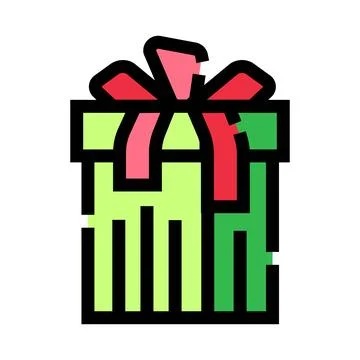 Green gift box with a red ribbon bow Stock Illustration