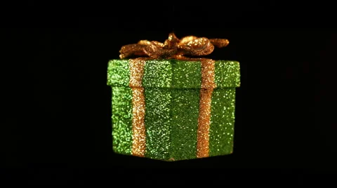 Green Gift Box Spinning in Air (Christmas) Video stock 44352365