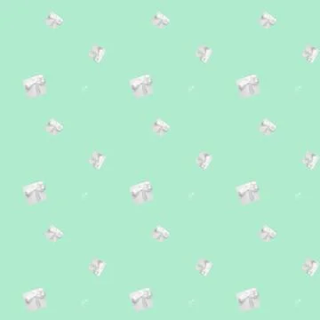 Green gift boxes on green background. Seamless pattern, holiday concept . Foto stock