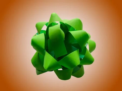 Green gift wrap bow Stock Photos