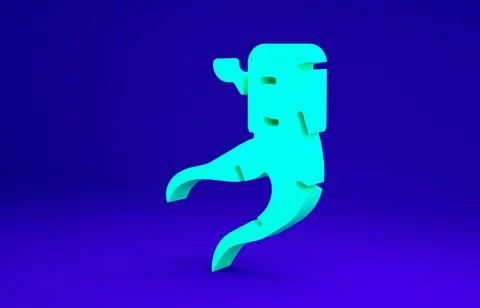 Green Ginger root icon isolated on blue background. Minimalism concept. 3d il Stock Illustration