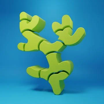 Green Ginger root icon isolated on blue background. Minimalism concept. 3D .. Stock Illustration