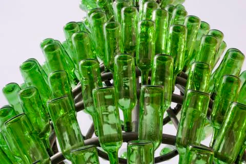 Green glass bottels Stock Photos