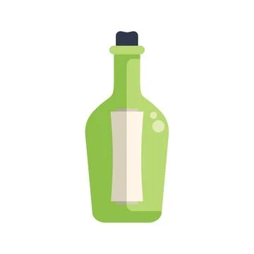 Green glass bottle containing message is waiting for recipient Stock Illustration