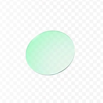 Green glass circle, 3d vector round glass plate with glares, realistic Ilustração Stock