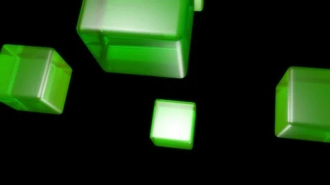 Green glass cube Video stock 97170706