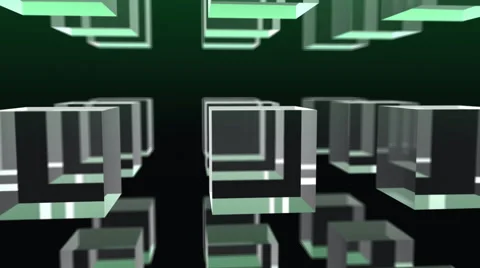 Green Glass Cubes Stock Footage 58155937