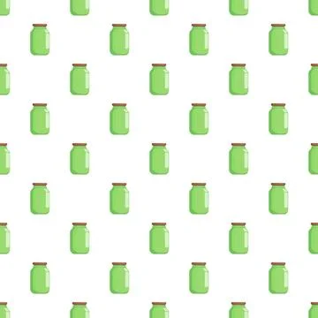 Green glass jars seamless pattern illustration Stock Illustration
