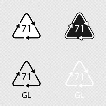 Green Glass recycling code 71 GL set. Vector illustration Stock Illustration