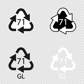 Green Glass recycling code 71 GL set. Stock Illustration